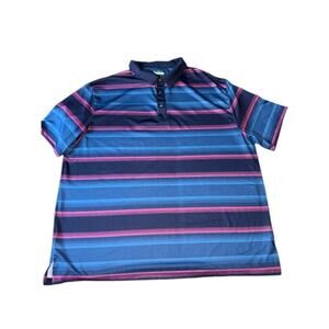 Ben Hogan Polo Shirt Men’s 2XL Blue Striped Golf Athletic Short Sleeve